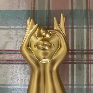 Gold Abstract Face Plastic Vase